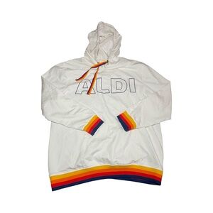 NWOT Aldi Gear Men's Sz Large Hoodie White Retro Winter Pullover Read*